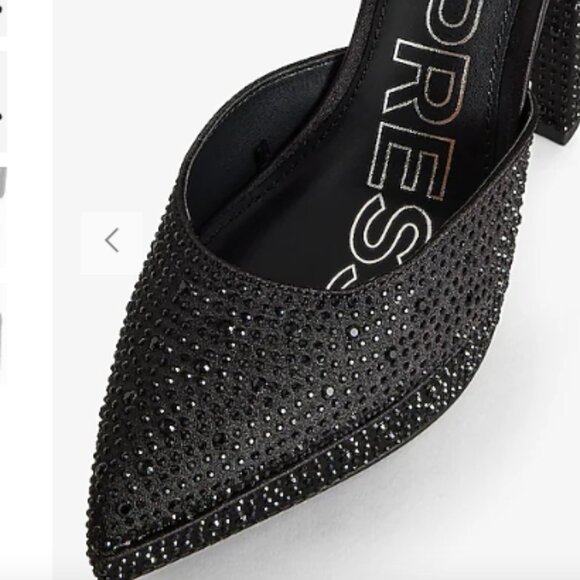 EXPRESS Rhinestone Closed Pointed Toe Platform Pumps Heels 9 NWT Pitch Black - Picture 4 of 8